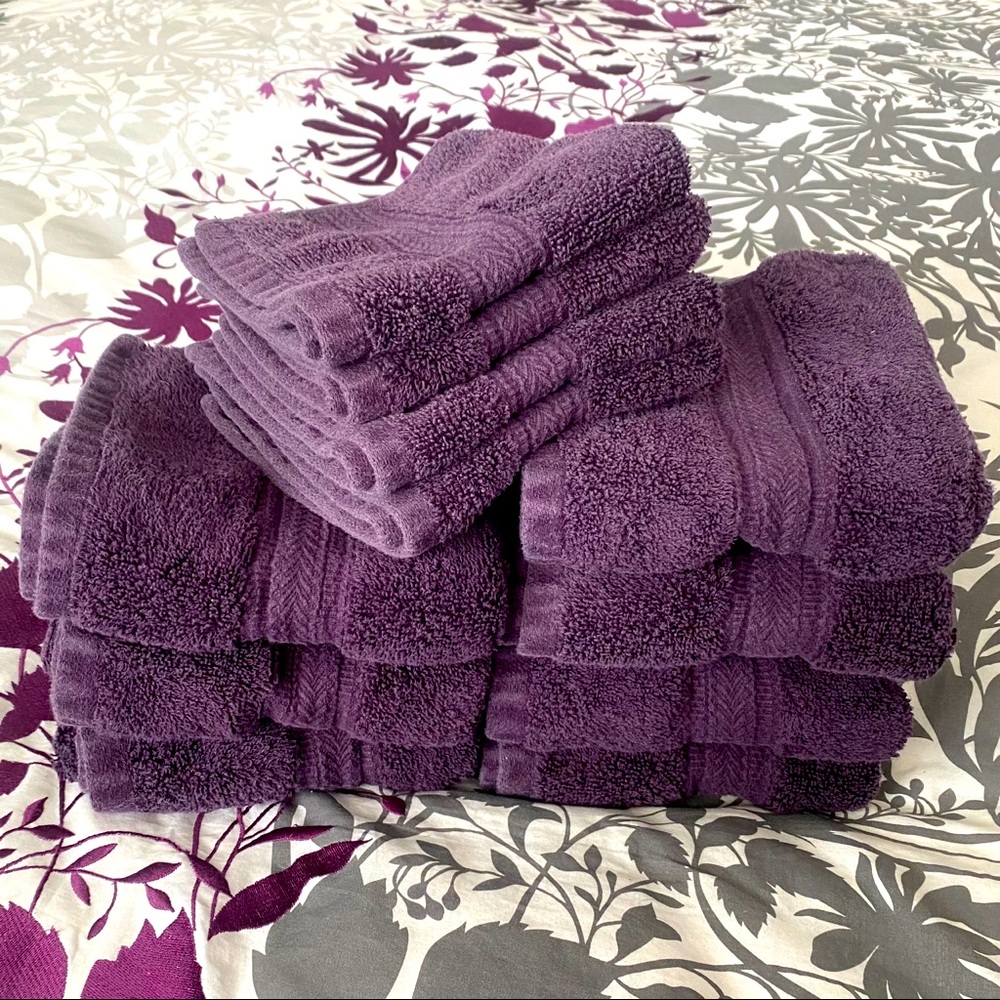 💜 100% Egyptian Cotton 7 Hand Towels 4 Washcloths